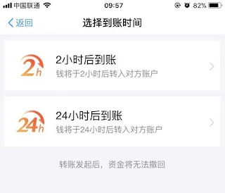 Alipayの遅延決済機能（2時間・24時間）の設定画面