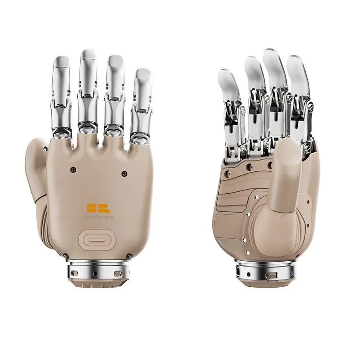高密度センサーとリンク機構を備えたBrainRoboticsの多関節ロボットハンド