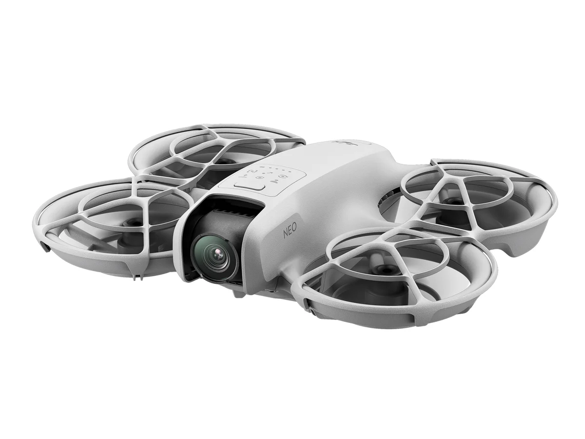 DJI Neoのフロントカメラと全周囲プロペラガード構造