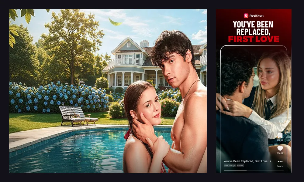 ReelShortの縦型再生画面とドラマの撮影カットの比較
