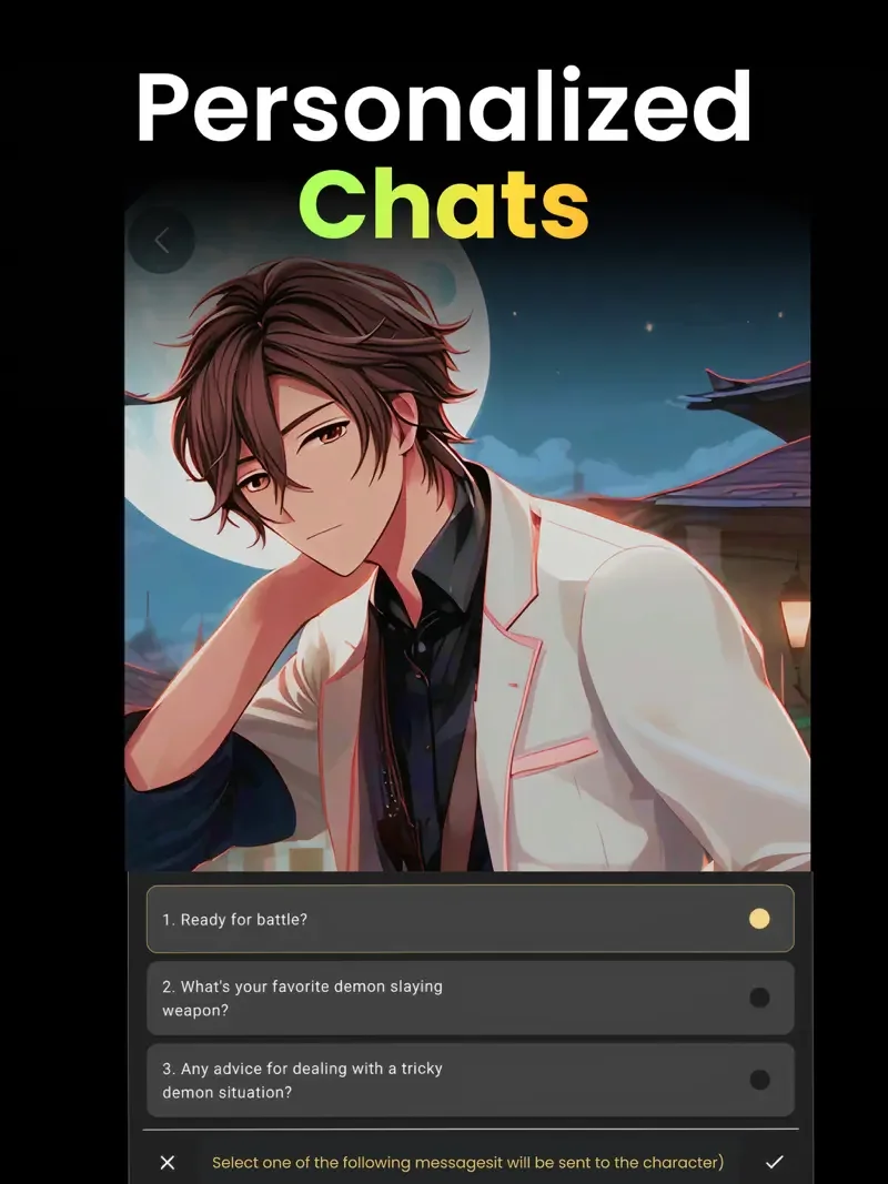Talkieのパーソナライズされたキャラクター対話と選択肢UI